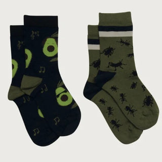 Socks with bugs, avocado 221502 / HH 5