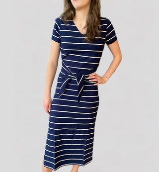 Striped waist tie dress - I 16