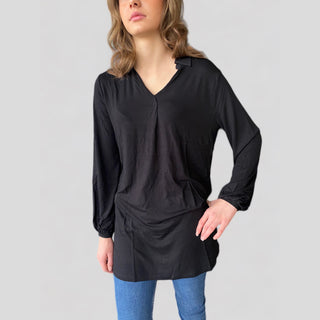Front pleat long blouse - 222617 / I 17
