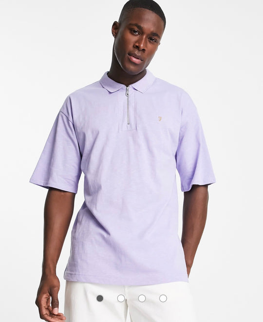 Farah Costello zip Cotton Polo shirt In Lillac