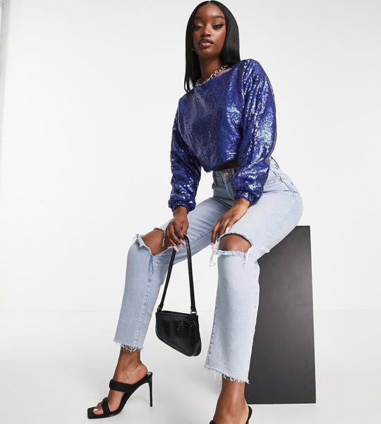 Jaded Rose exclusive sequin crop top co-ord