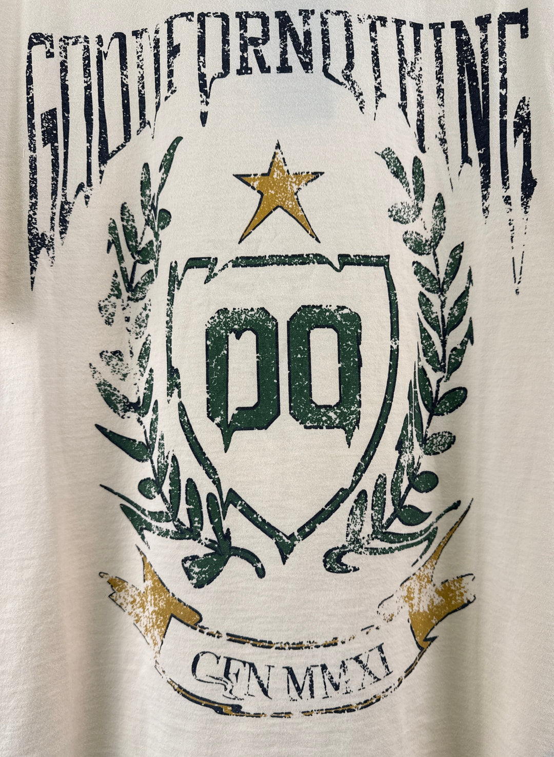 Good For Nothing oversized t-shirt in off white with crest drip print