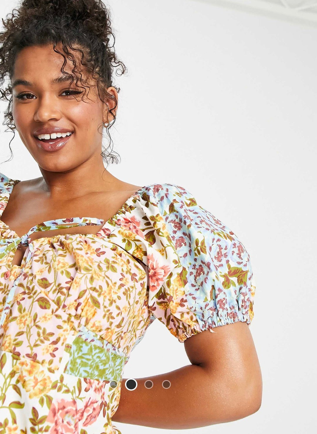 ASOS DESIGN twill button through sweetheart mini tea dress in mixed floral print