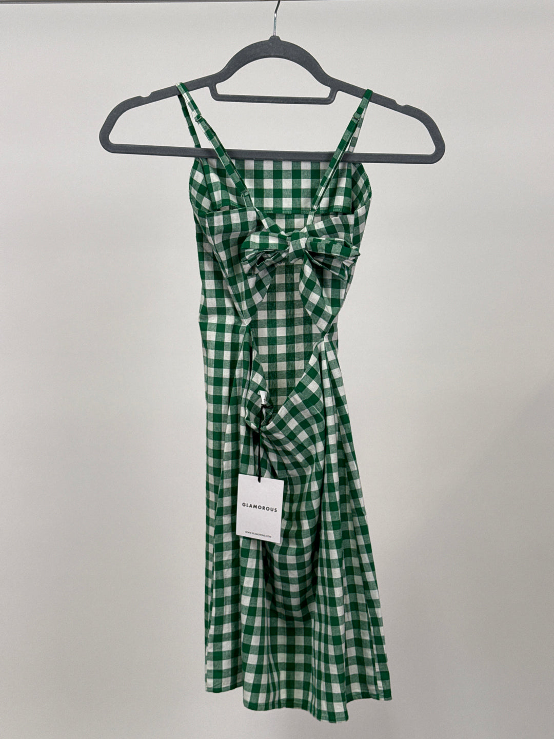 Glamorous Green White Gingham Dress