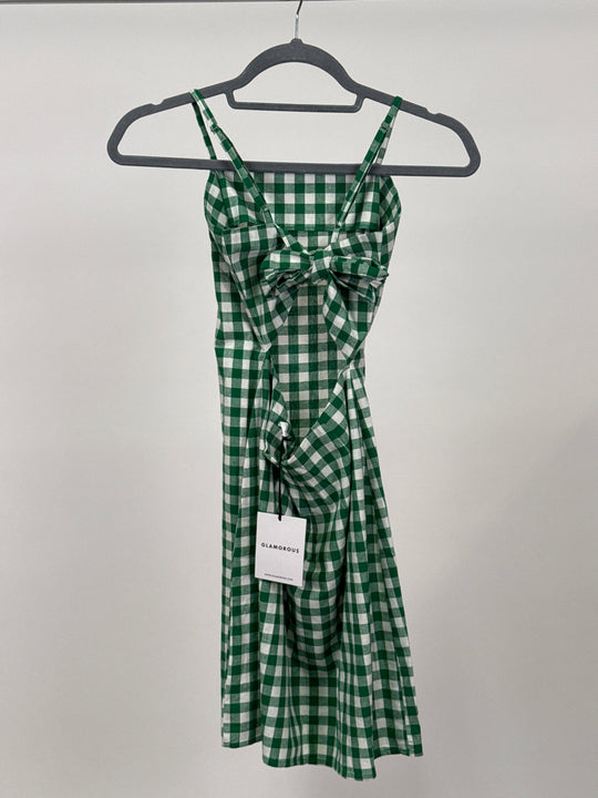 Glamorous Green White Gingham Dress