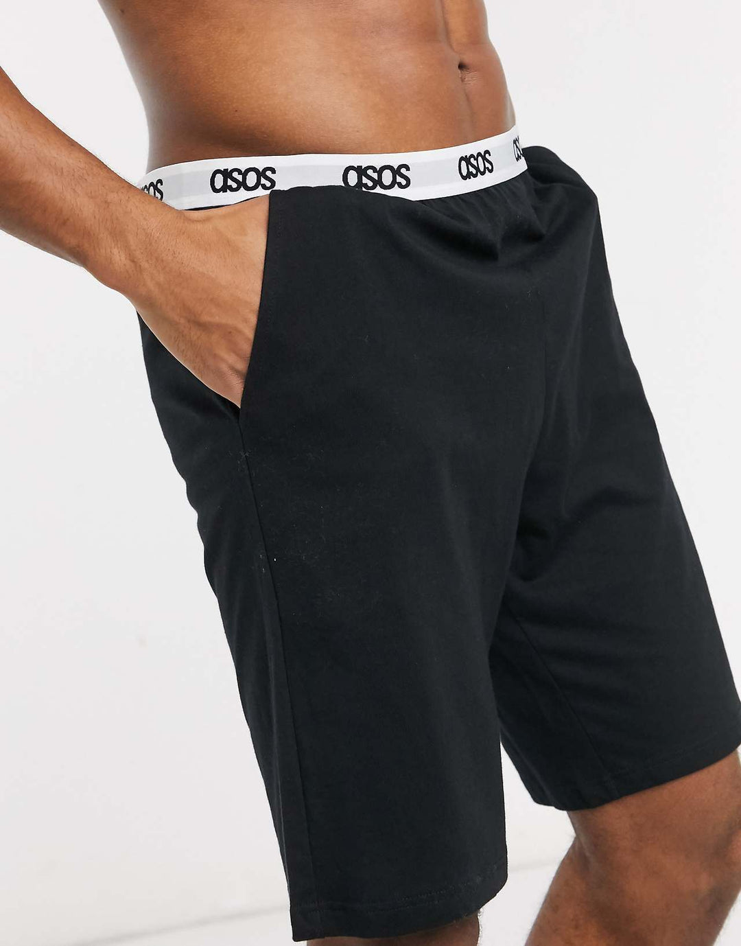 asos-design-lounge-pyjama-shorts-in-black-with-branded-waistband