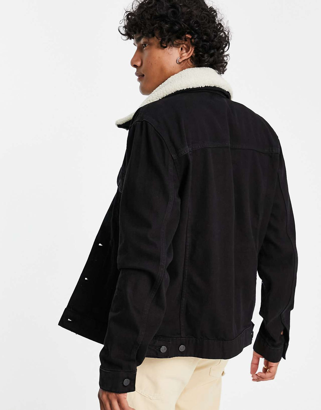 asos-design-denim-jacket-with-detachable-borg-collar-in-black