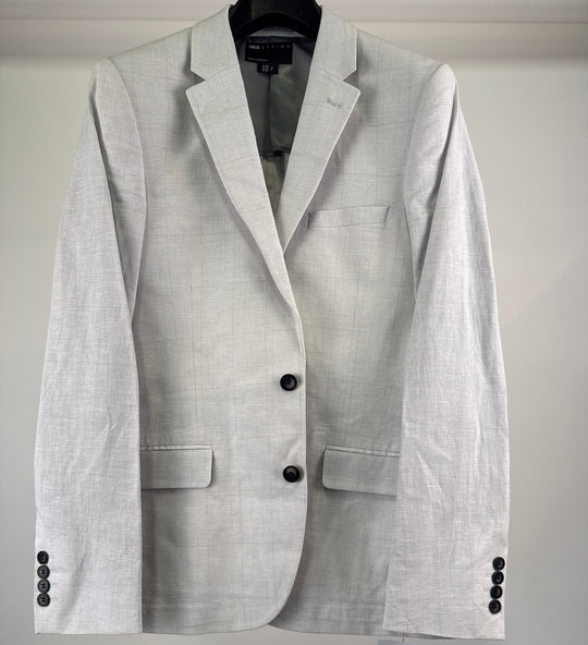 ASOS DESIGN wedding linen super skinny suit jacket with prince of wales check in grey