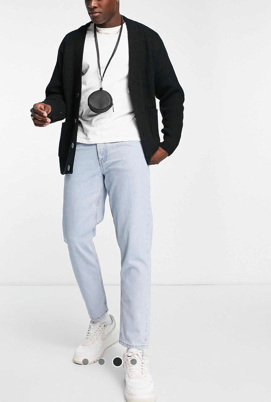 asos design classic rigid jeans in light stone with elasticated waist