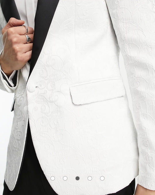 Devil's Advocate skinny fit tuxedo suit jacket in white