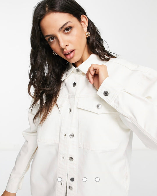 ASOS DESIGN oversize-denimtakki, valkoinen