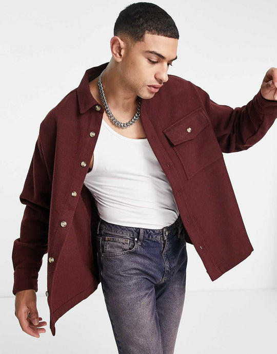 asos-design-boxy-oversized-wool-mix-shirt-in-brown