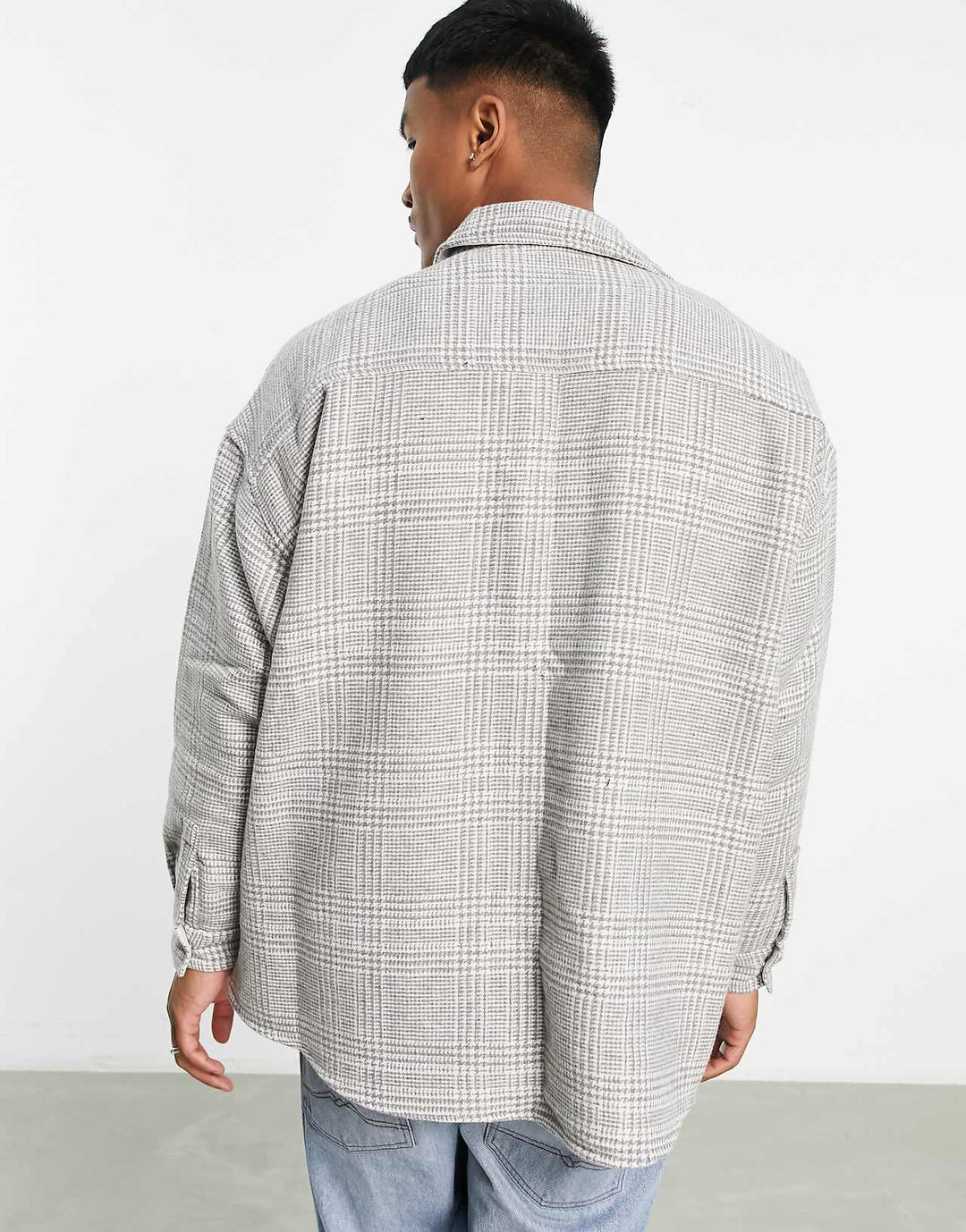 ASOS Design Super Oversized Wool Overshirt in Grey Check