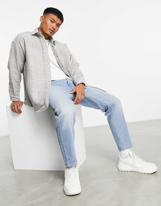 ASOS Design Super Oversized Wool Overshirt in Grey Check