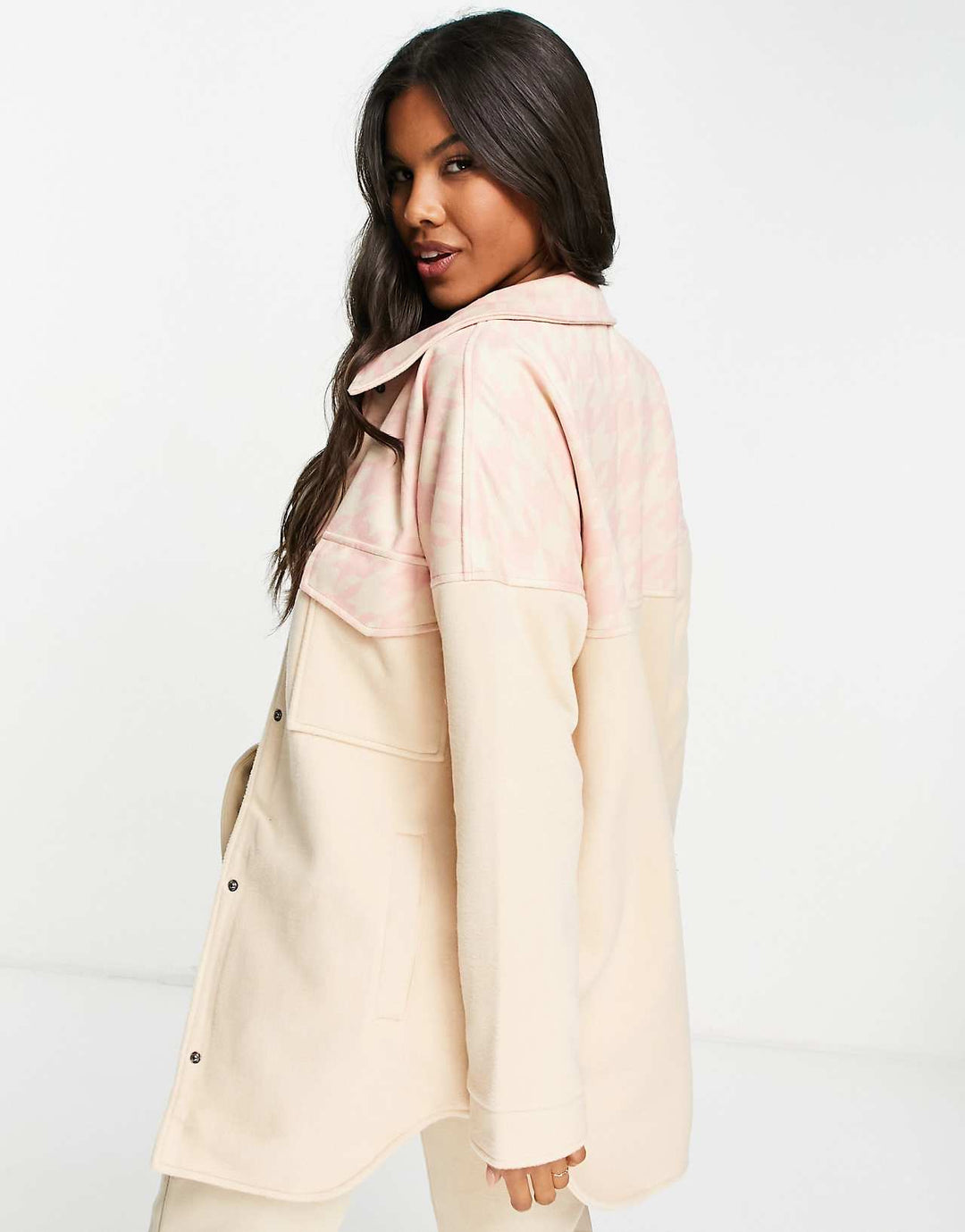 missguided-ruutukuvioinen shacket, väri: kivi