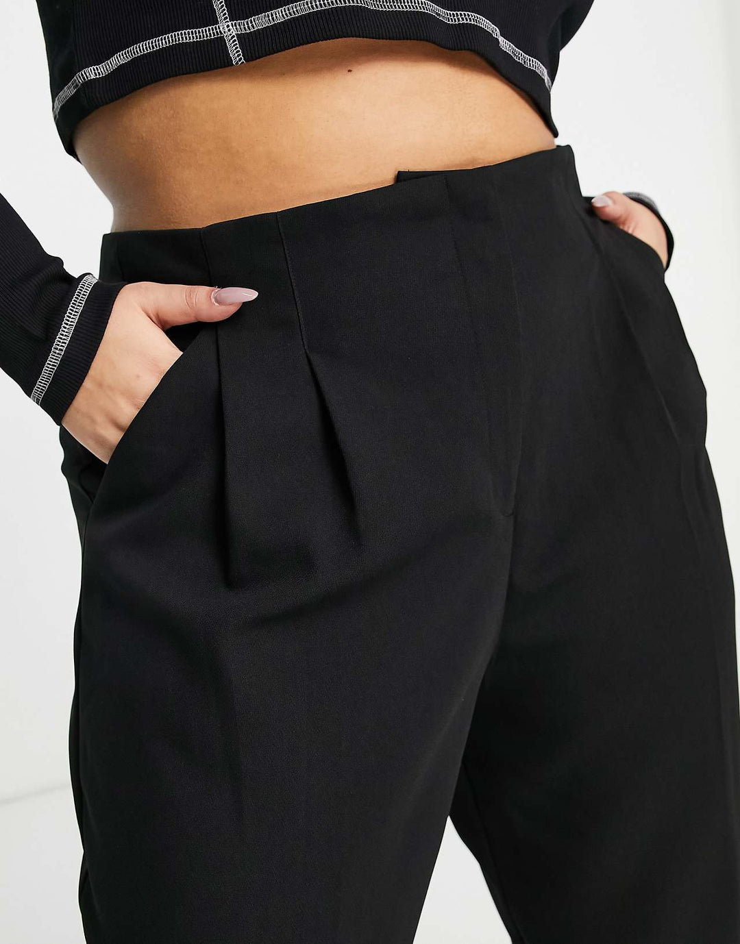 ASOS Design Curve Soft Slouch Mom Trouser in Black