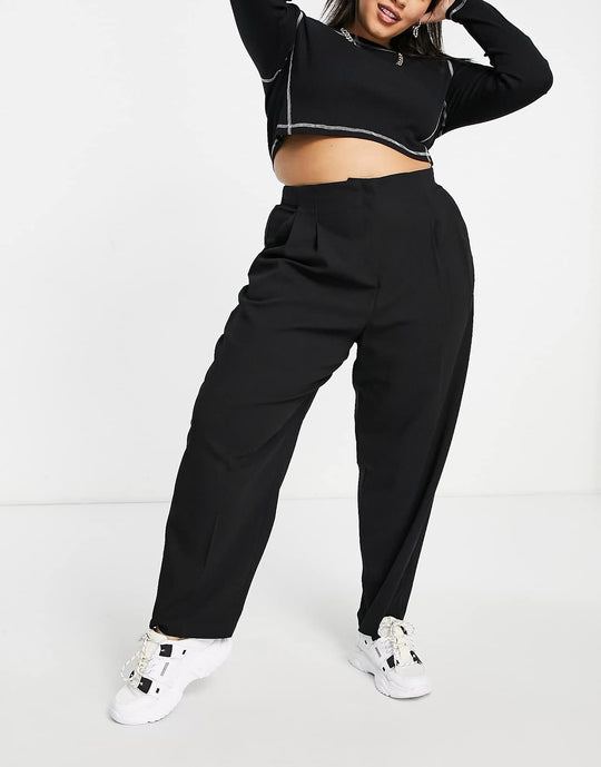 ASOS Design Curve Soft Slouch Mom Trouser in Black