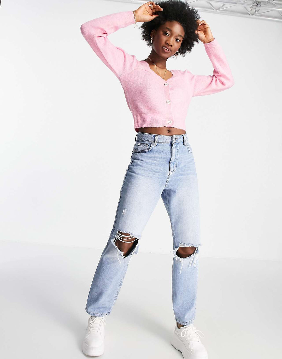 miss-selfridge-pale-pink-puff-sleeve-cardigan-lpink