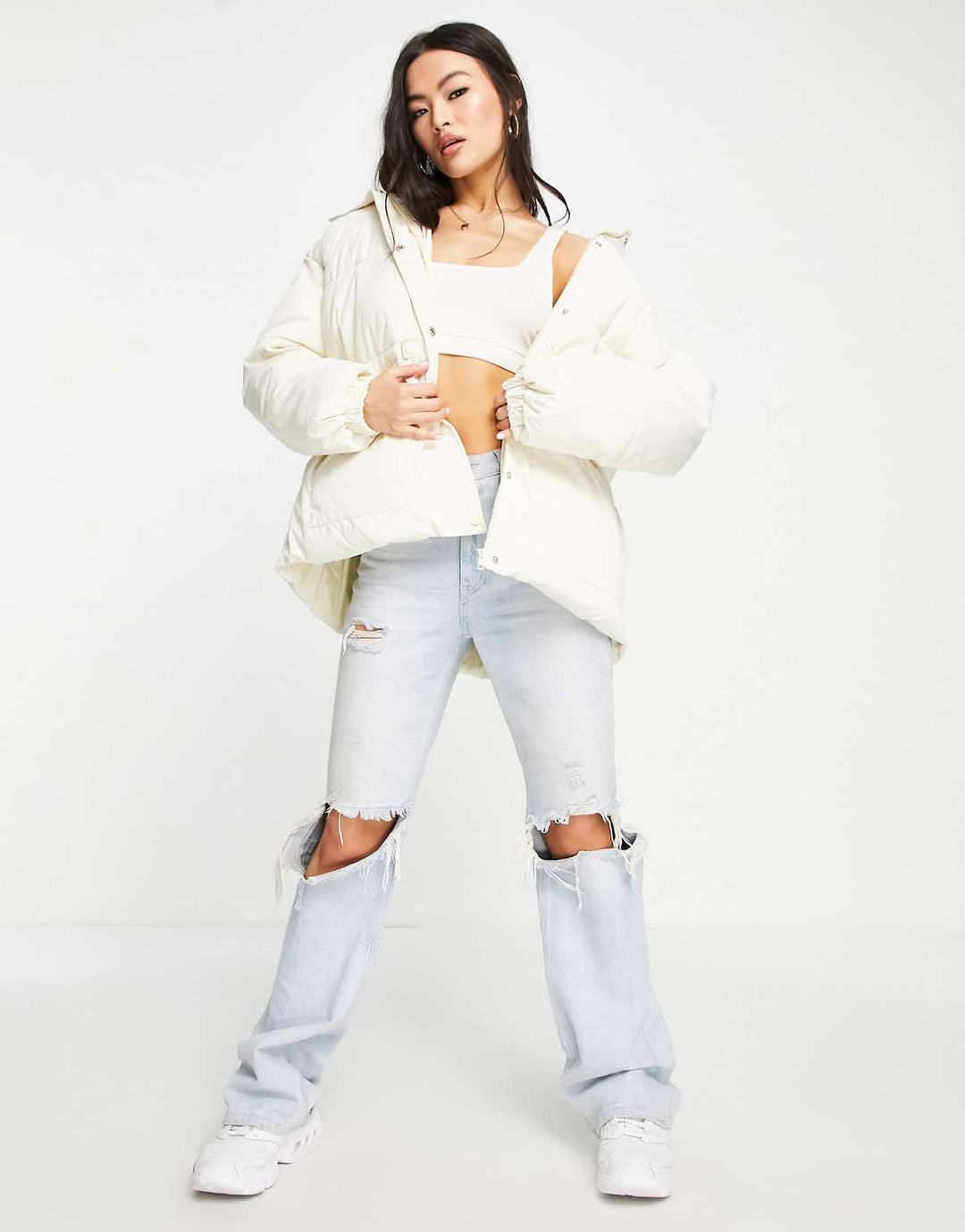 missguided-playboy-cinched-waist-hooded-puffer-jacket-in-stone