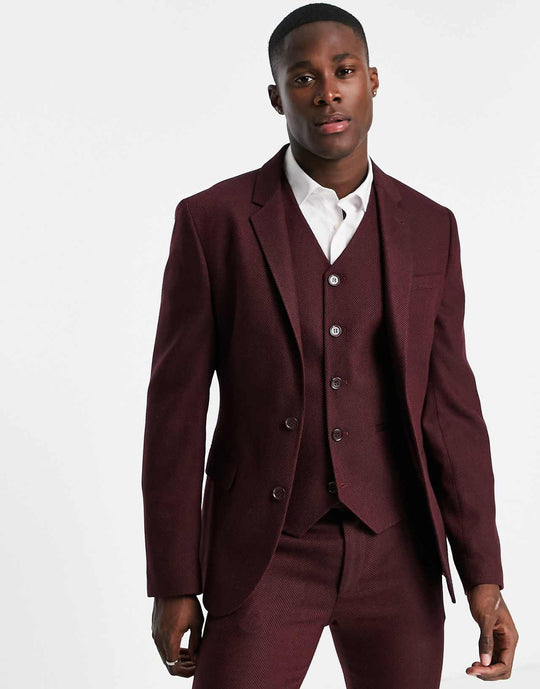 asos-design-wedding-super-skinny-wool-mix-suit-jacket-in-burgundy-herringbone
