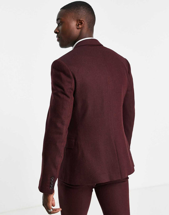 asos-design-wedding-super-skinny-wool-mix-suit-jacket-in-burgundy-herringbone