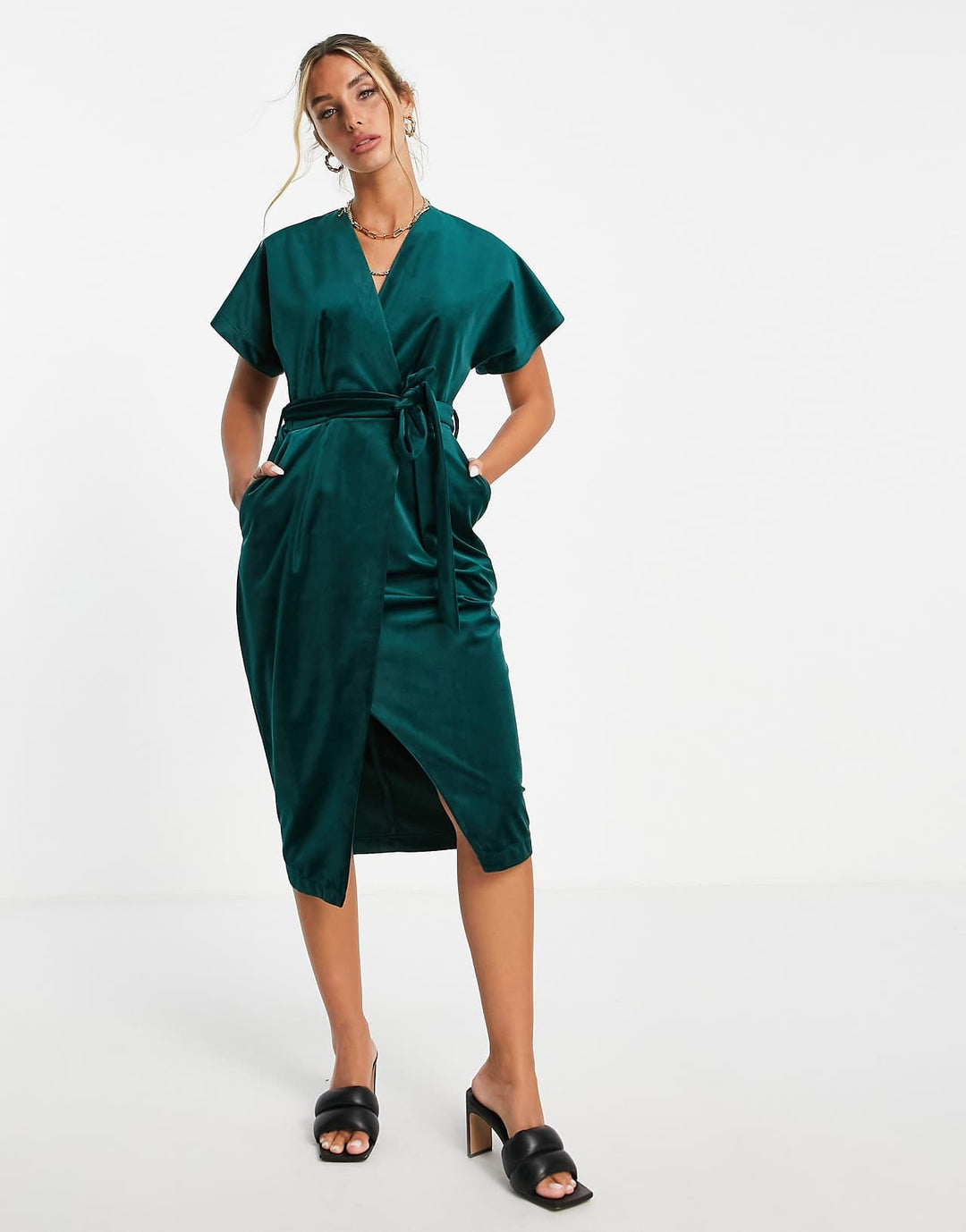 closet-london-kimono-sleeve-velvet-midi-dress-with-wrap-tie-in-emerald-green