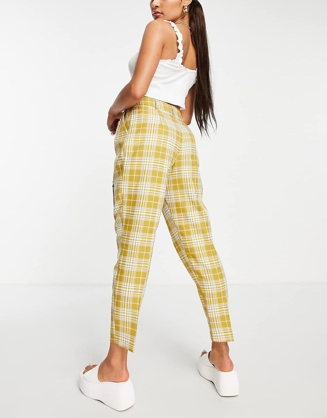 asos-design-hourglass-smart-tapered-trousers-in-lime-check