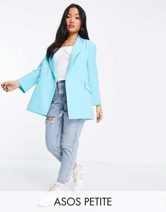 ASOS DESIGN Petite Pop Blazer in Turquoise