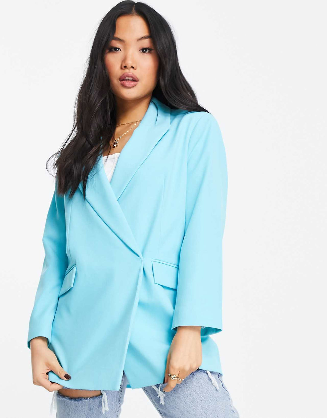 ASOS DESIGN Petite Pop Blazer in Turquoise