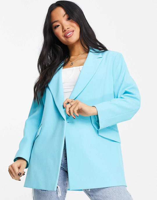 ASOS DESIGN Petite Pop Blazer in Turquoise