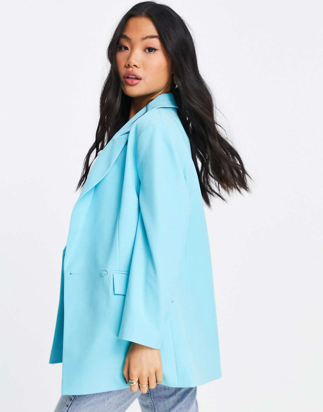 ASOS DESIGN Petite Pop Blazer in Turquoise