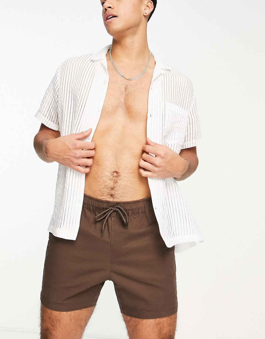 asos-design-skinny-chino-shorts-with-elasticated-waist-in-dark-brown