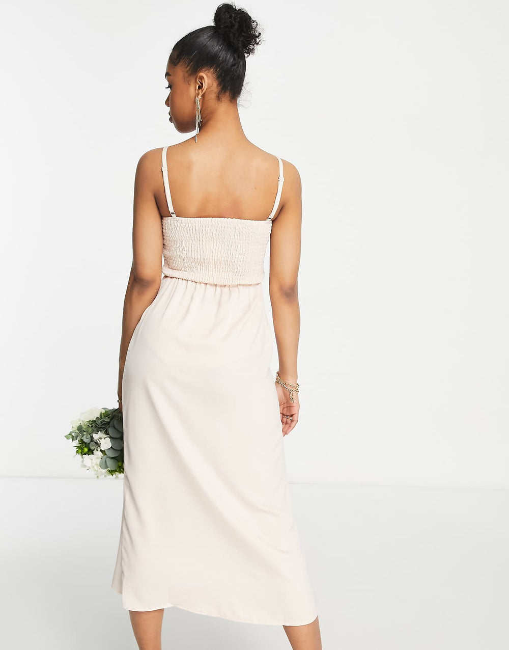 Little Mistress Brudtärne Satinklänning med Omlott i Sand