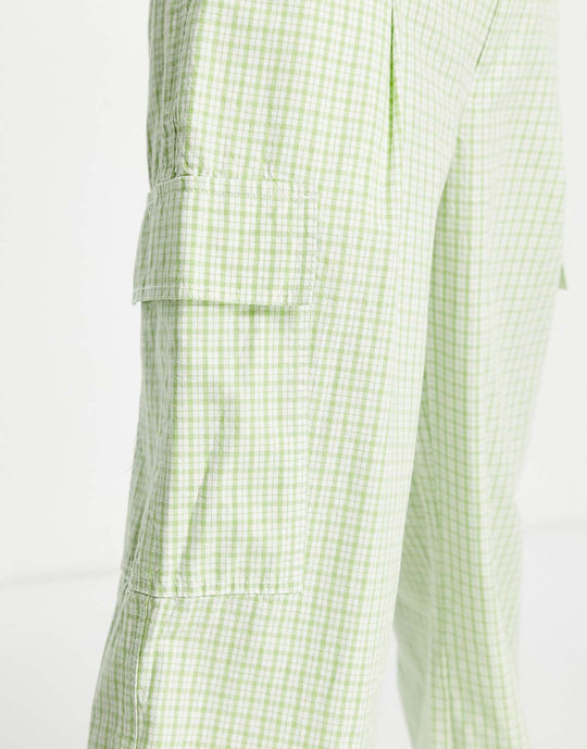 asos-design-petite-oversized-cargo-trousers-in-bright-green-check