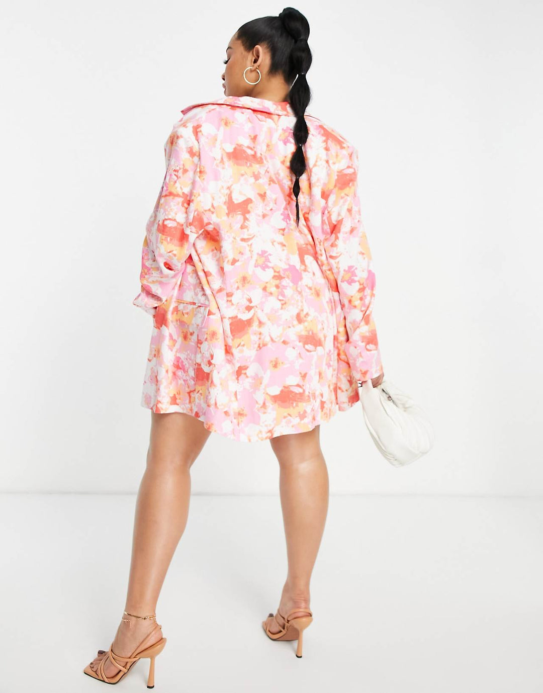 ASOS Design Curve Linen Printed Dad Suit Blazer in Abstract Floral