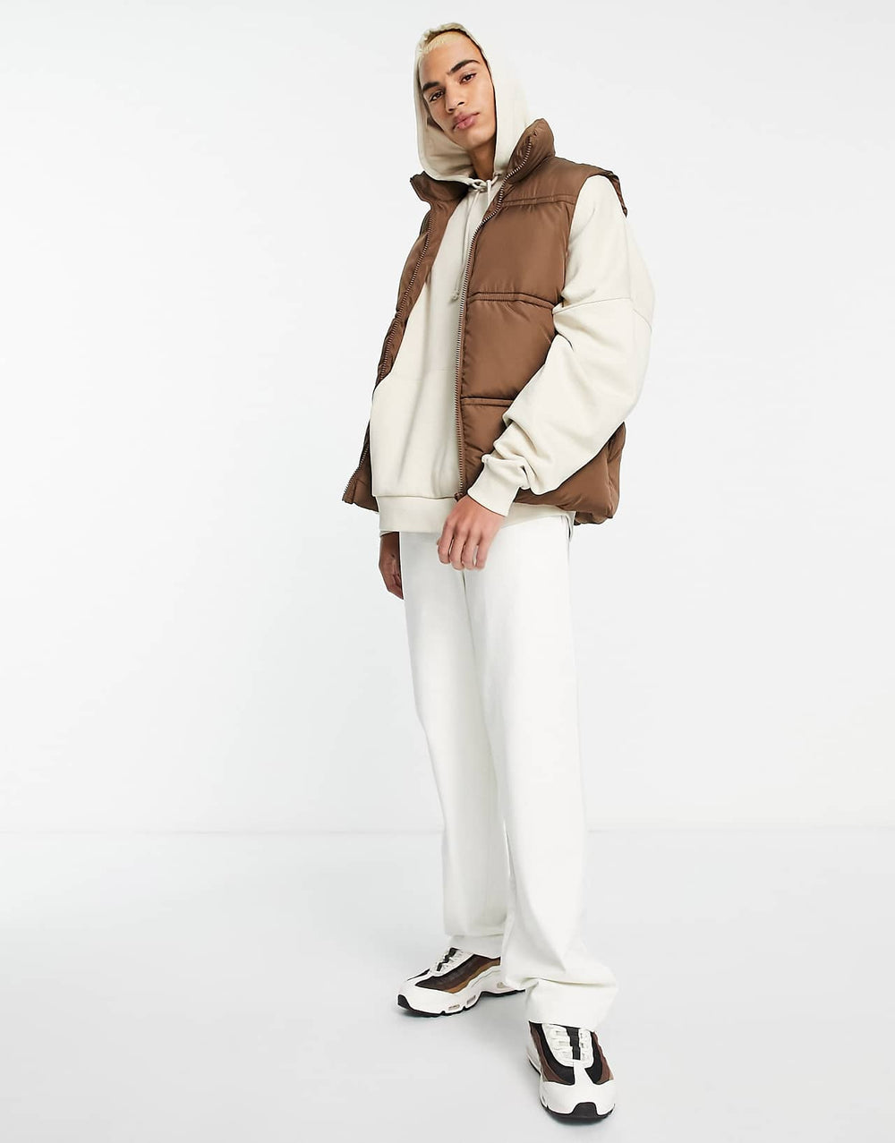 ASOS Design Puffer Gilet in Brown