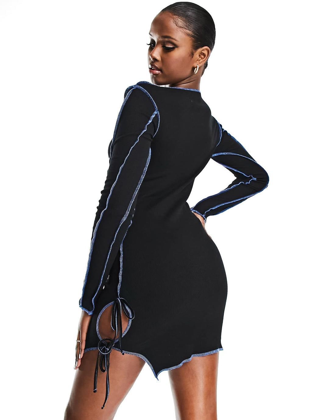 asyou-seam-detail-ribbed-dress-in-black