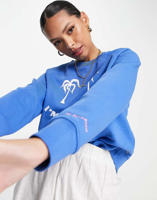 maison-scotch-raglan-regular-fit-sweat-with-graphic-print-in-blue