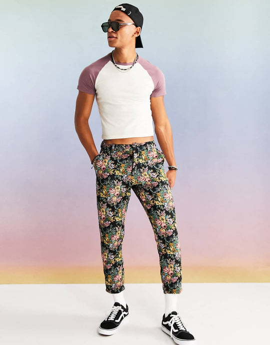 ASOS Design Tapered Trousers in Tapestry Design