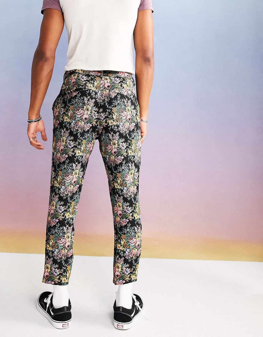 ASOS Design Tapered Trousers in Tapestry Design