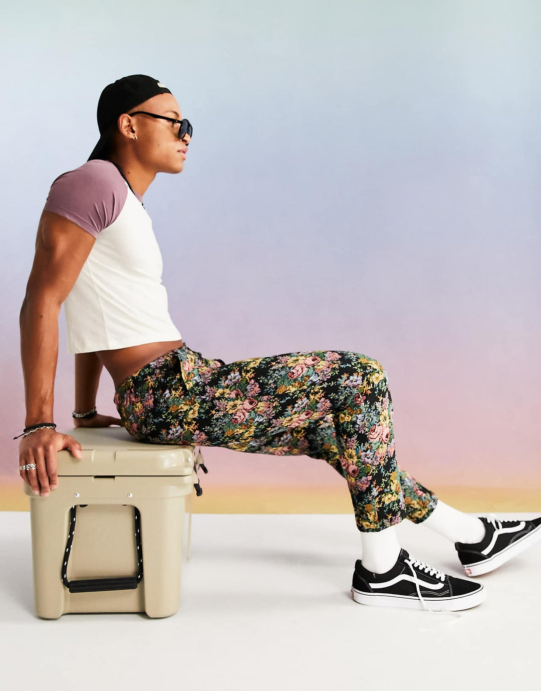 ASOS Design Tapered Trousers in Tapestry Design