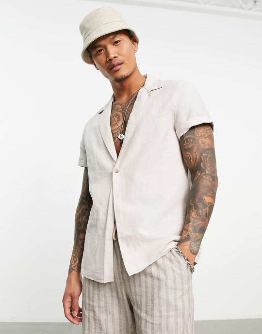 asos-design-regular-linen-shirt-with-low-deep-revere-in-stone