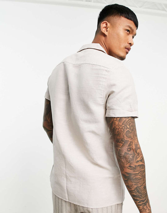 asos-design-regular-linen-shirt-with-low-deep-revere-in-stone
