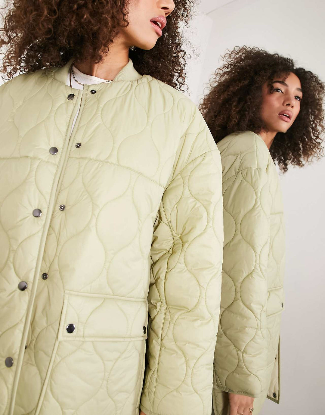 asos edition quilted reversible jacket in khaki and stone