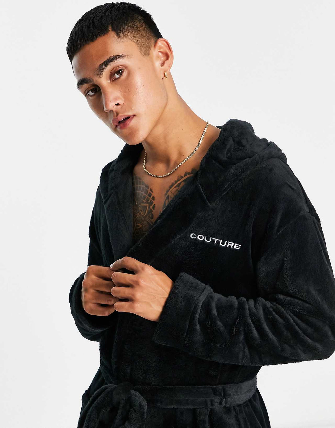 the couture club dressing gown in charcoal