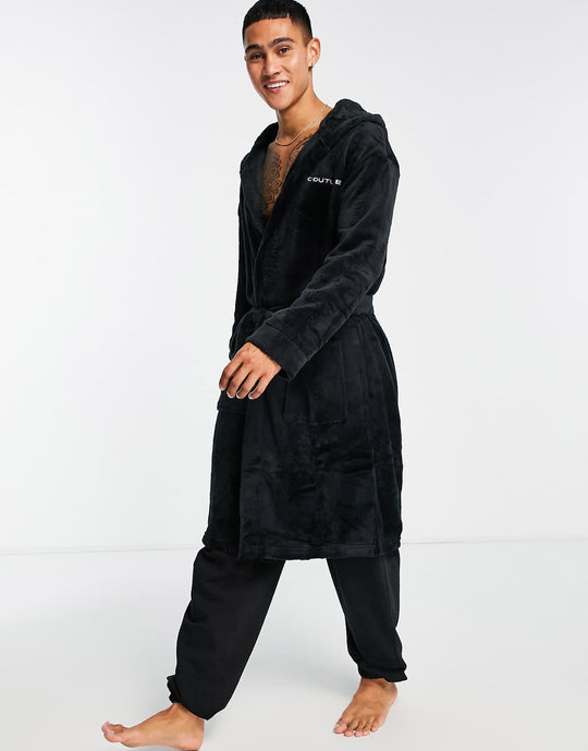 the couture club dressing gown in charcoal