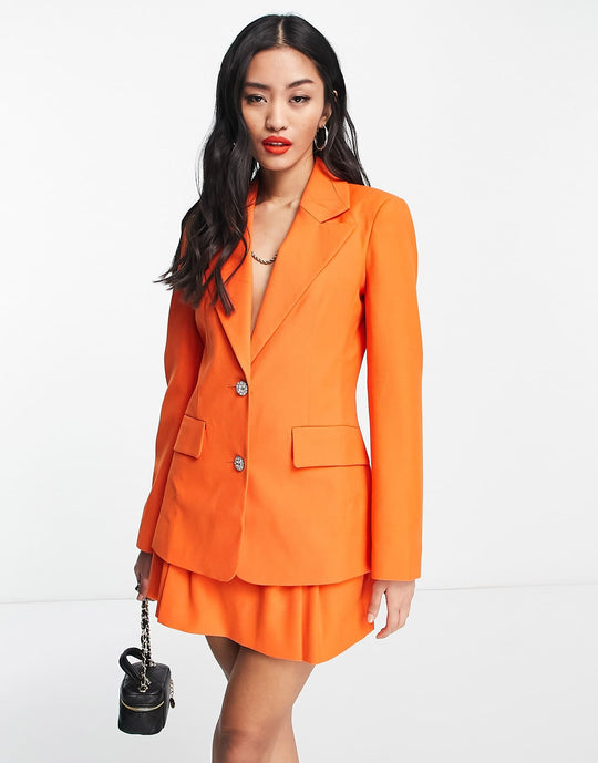 Miss Selfridge Button Blazer Co-Ord in Orange