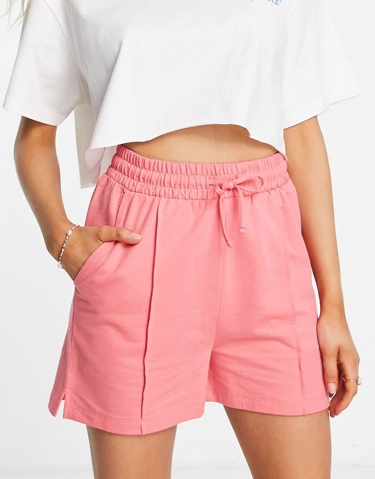 asos-design-cotton-sweat-short-with-pintuck-in-coral-multi