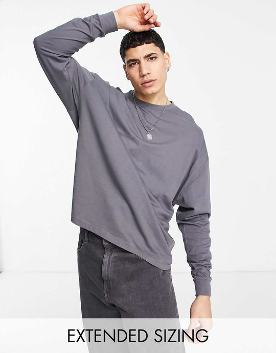 ASOS Design Väljä Pitkähihainen T-paita, Pestyn Musta