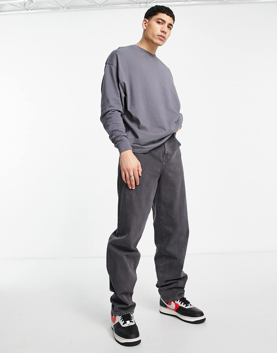 ASOS Design Väljä Pitkähihainen T-paita, Pestyn Musta